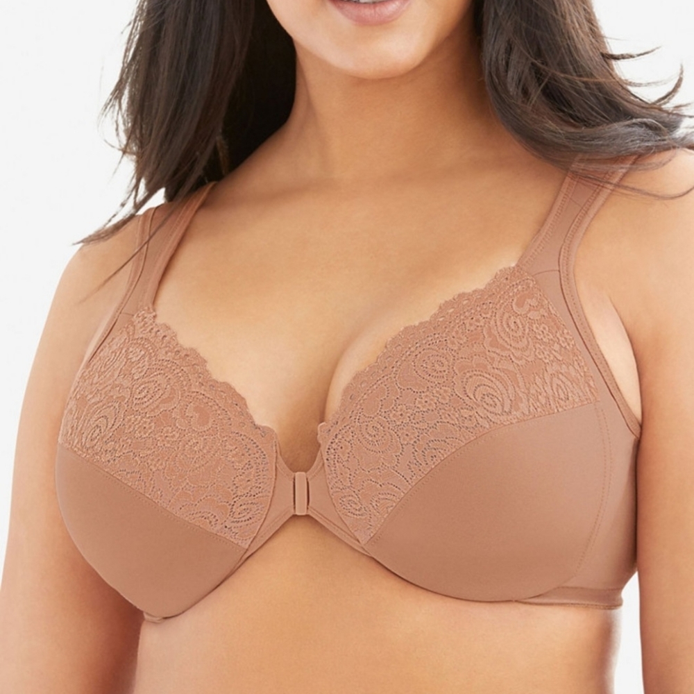 Glamorise Nude 44C NWOT Wonderwire Front Close Bra